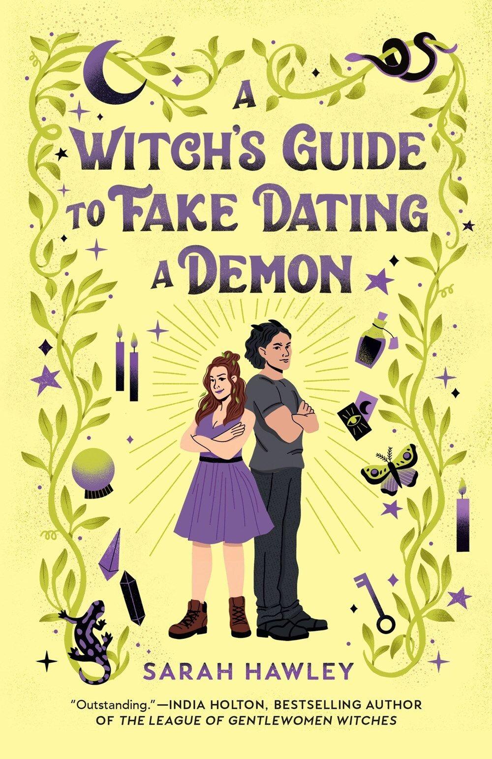 The cover of A Witch's Guide to Fake Dating a Demon by Sarah Hawley.